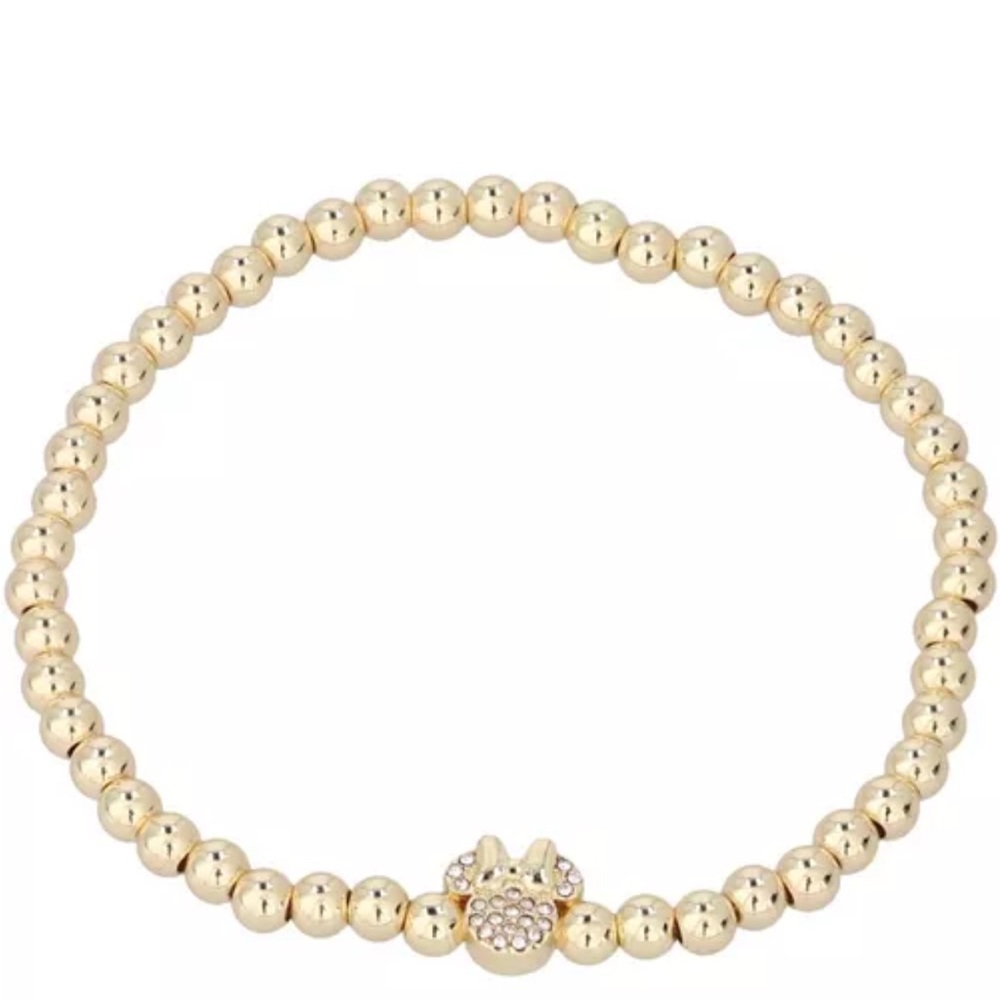 BaubleBar Minnie Mouse Gold Beaded Bracelet with Sparkling Charm